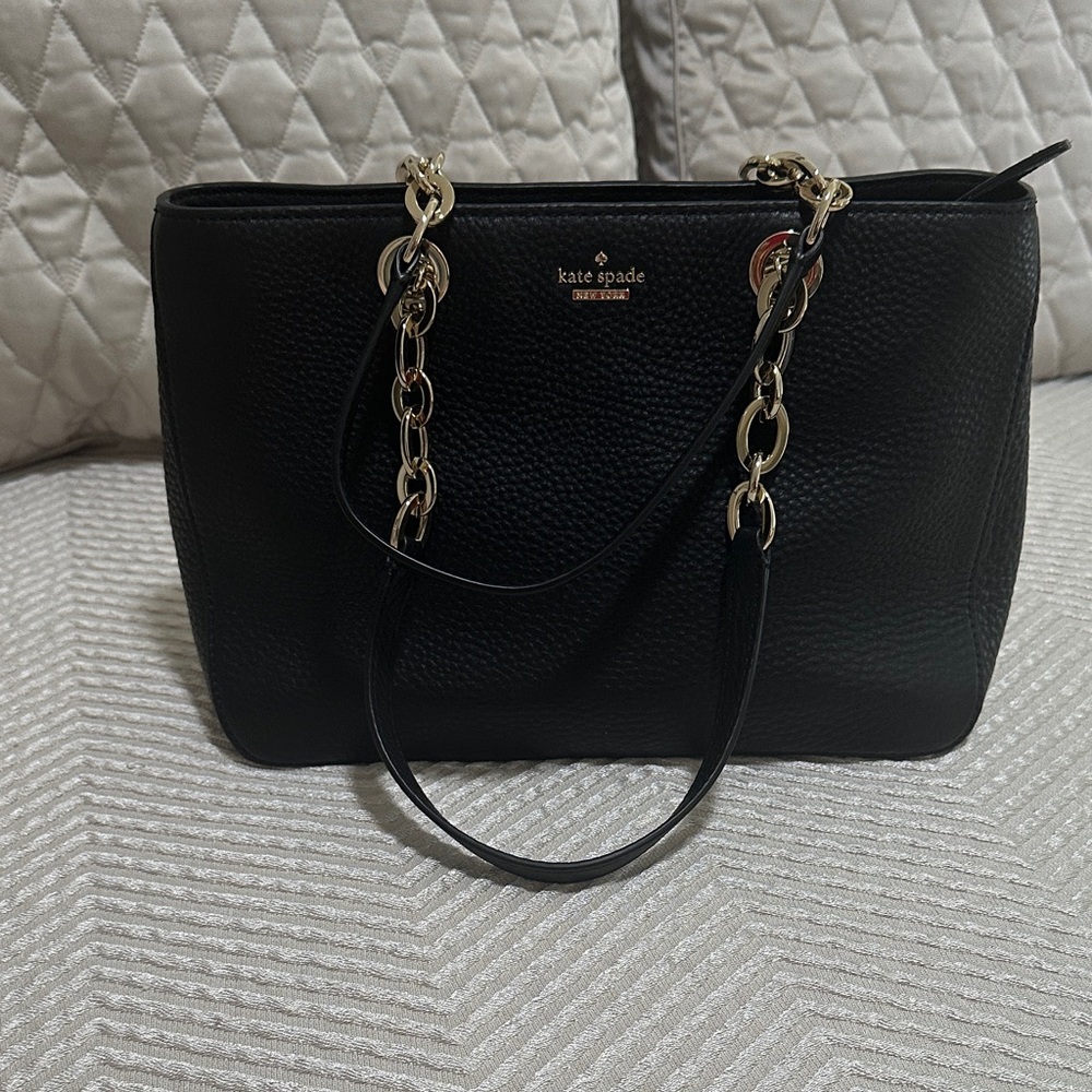Kate Spade Black Shoulder Bag with Gold Accents